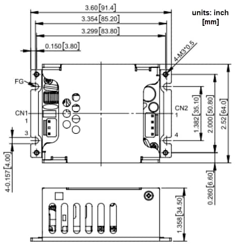 Plan mécanique - CUI Inc Alimentations CA/CC VGS-50E